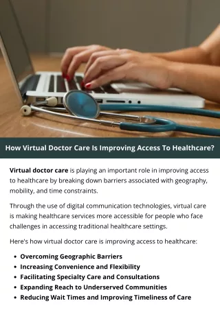 How Virtual Doctor Care Is Improving Access To Healthcare?