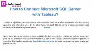 How to Connect Microsoft SQL Server with Tableau