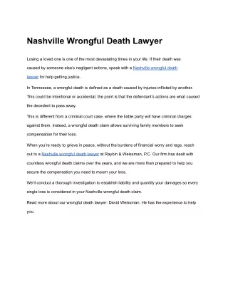 Nashville Wrongful Death Lawyer