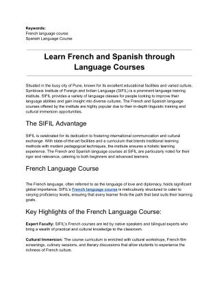 Learn French and Spanish through Language Courses