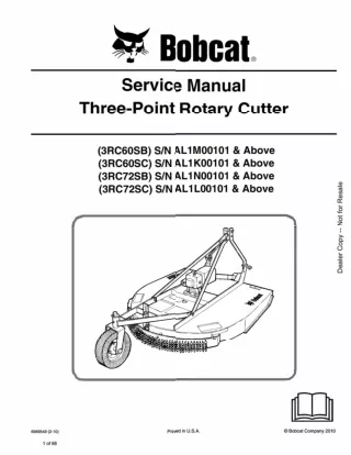 Bobcat 3RC60SB 3RC60SC 3RC72SB 3RC72SC Three-Point Rotary Cutter Service Repair Manual Instant Download