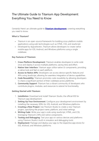 The Ultimate Guide to Titanium App Development