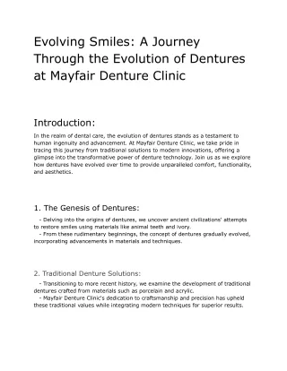 Evolving Smiles_ A Journey Through the Evolution of Dentures at Mayfair Denture Clinic