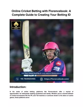 Online Cricket Betting with Florencebook: A Complete Guide to Creating Your Bett