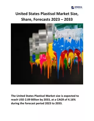 United States Plastisol Market Size