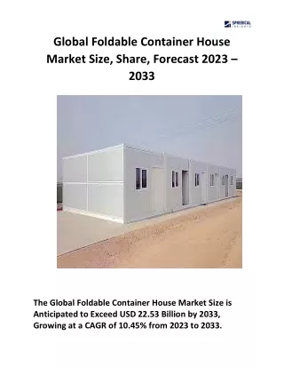 Global Foldable Container House Market Size