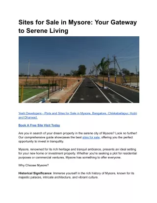 Sites for Sale in Mysore_ Your Gateway to Serene Living