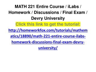 MATH 221 Entire Course