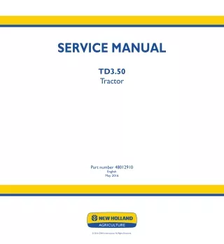 New Holland TD3.50 Tractor Service Repair Manual