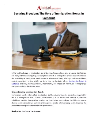 Securing Freedom The Role of Immigration Bonds in California - Amistad Bail & Immigration Bonds