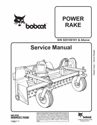 Bobcat Power Rake Service Repair Manual Instant Download