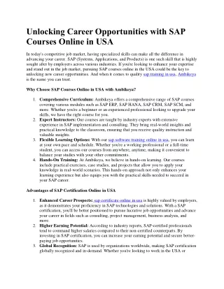 sap certificate online in usa - Ambikeya