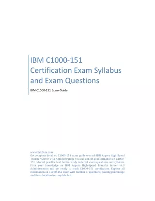IBM C1000-151 Certification Exam Syllabus and Exam Questions