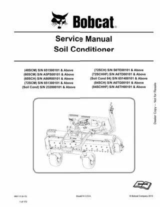 Bobcat Soil Conditioner Service Repair Manual Instant Download