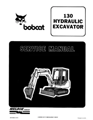 BOBCAT 130 HYDRAULIC EXCAVATOR Service Repair Manual Instant Download