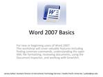 Word 2007 Basics