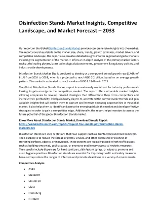 Disinfection Stands Market Insights
