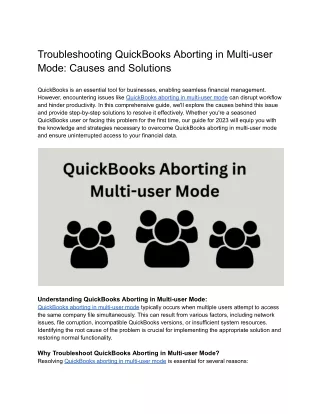 Troubleshooting QuickBooks Aborting in Multi-user Mode_ Causes and Solutions