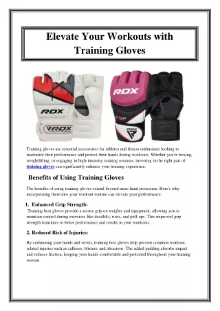 Elevate Your Workouts with Training Gloves