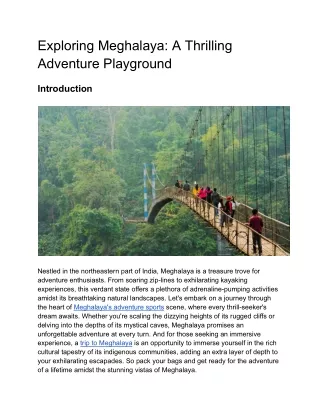 Exploring Meghalaya_ A Thrilling Adventure Playground