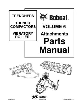 Bobcat Trenchers, Trench Compactors, Vibratory Roller Attachments Parts Catalogue Manual Instant Download