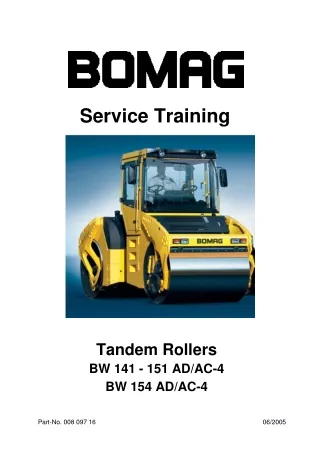 Bomag BW 141 AD,BW 141 AC-4,BW 151 AD,BW 151 AC-4,BW 154 AD,BW 154 AC-4 Tandem Rollers Service Repair Manual Instant Dow