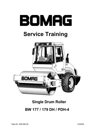 Bomag BW 177,BW 179 DH,BW 179 PDH-4 Single Drum Rollers Service Repair Manual Instant Download