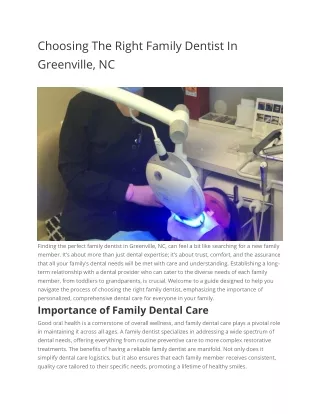 Trusted Family Dentist in Greenville, NC: Your Dental Care