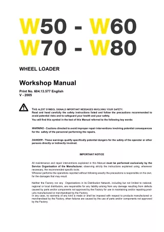 NEW HOLLAND W50 WHEEL EXCAVATOR Service Repair Manual