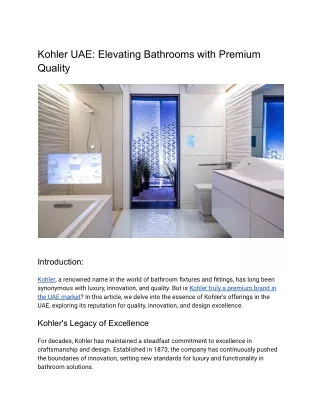 Kohler UAE_ Elevating Bathrooms with Premium Quality