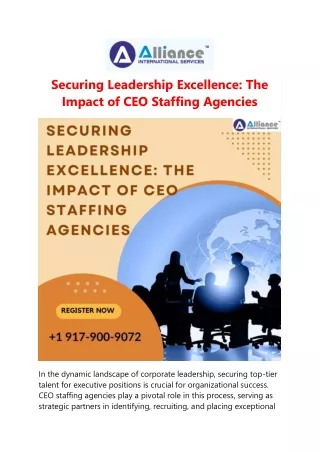 Securing Leadership Excellence: The Impact of CEO Staffing Agencies