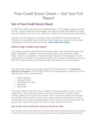 Free Credit Score Check