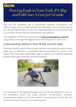 Hire Slip & Fall Accident Lawyers York in PA