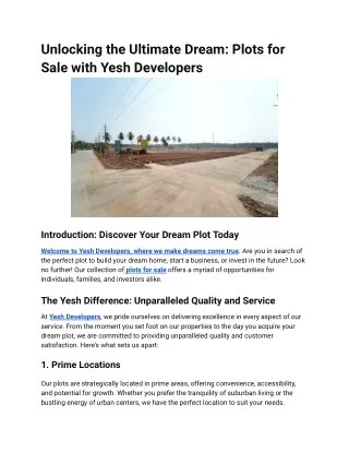 Unlocking the Ultimate Dream_ Plots for Sale with Yesh Developers