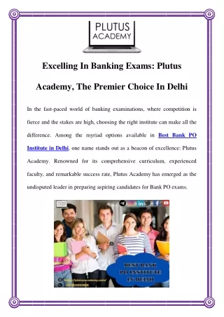 Ace Your Bank PO Exams: Top Choice in Delhi by Plutus Academy