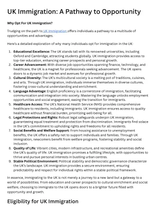 UK Immigration A Pathway to Opportunity Why Opt For UK Immigration