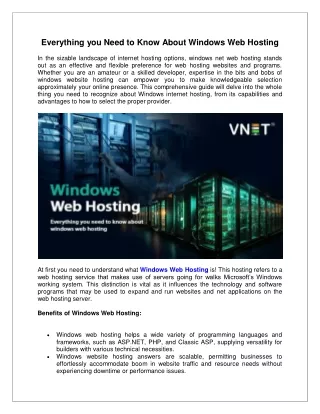 Everything you Need to Know About Windows Web Hosting