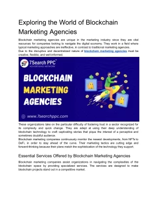 Exploring the World of Blockchain Marketing Agencies