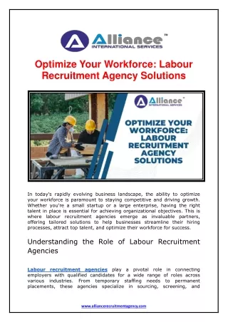 Optimize Your Workforc- Labour Recruitment Agency Solutions