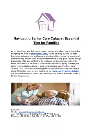 Navigating Senior Care Calgary: Essential Tips for Families