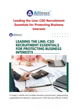 Leading the Line: CSO Recruitment Essentials for Protecting Business Interests