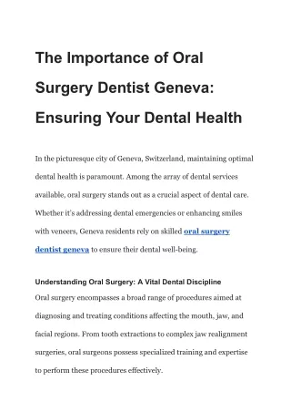 The Importance of Oral Surgery Dentist Geneva_ Ensuring Your Dental Health