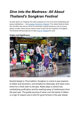 Dive into the Madness_ All About Thailand's Songkran Festival