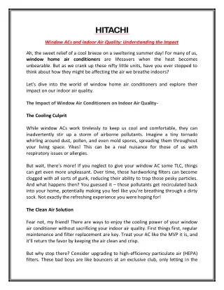 Window ACs and Indoor Air Quality: Understanding the Impact