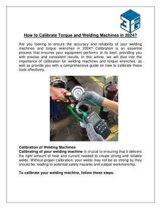 How to Calibrate Torque and Welding Machines in 2024?