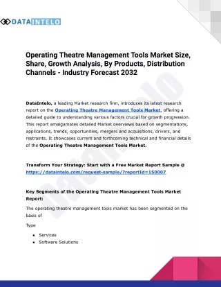 Operating Theatre Management Tools Market