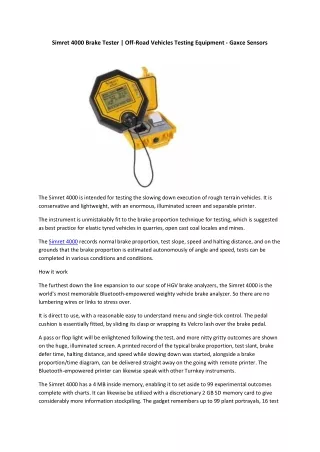 Simret 4000 Brake Tester