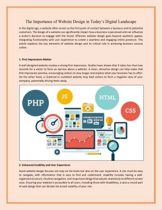 The Importance of Website Design in Today’s Digital Landscape