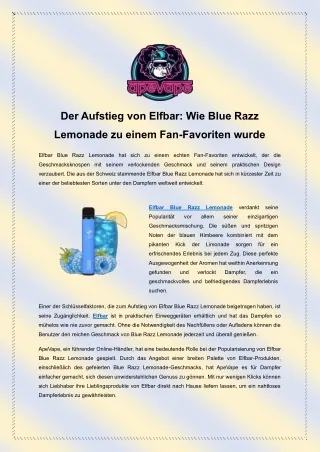 Der Aufstieg von Elfbar - Wie Blue Razz Lemonade zu einem Fan-Favoriten wurde