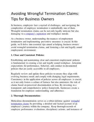 Avoiding Wrongful Termination Claims: Tips for Business Owners